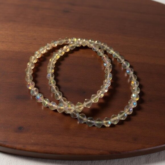 Set of 2 Genuine Swarovski Crystal Bracelets~ One round ab one bi cone and round - Picture 3 of 6